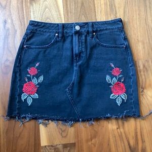 Black denim skirt